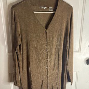 Laura Ashley brown button Top*